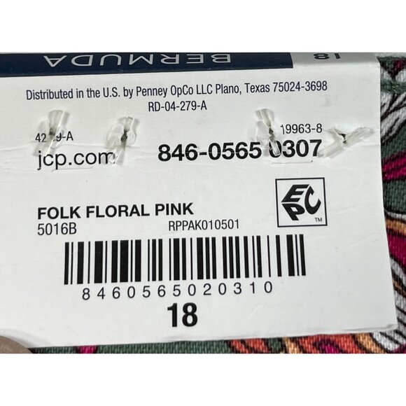 St John's Bay Womens Size 18 Bermuda Shorts Floral Green Midrise tummy control - Picture 10 of 12